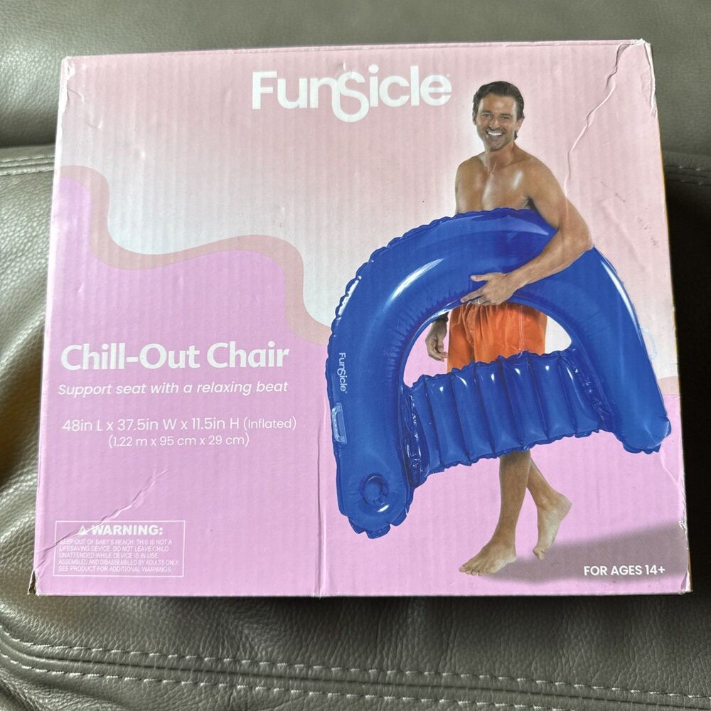 New Swimming Pool Chair Float New Funsicle Midnight Blue Inflatable Drink Holder